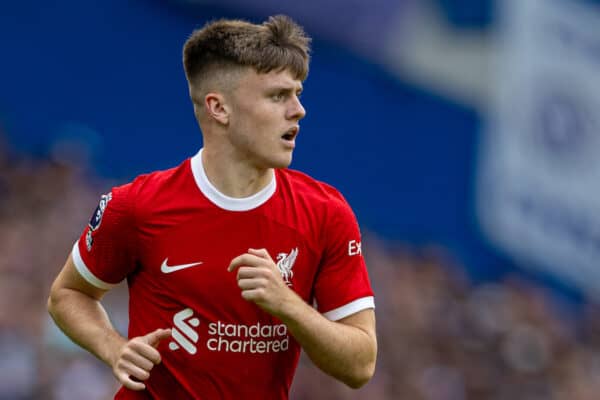 LONDON, ENGLAND - Sunday, August 13, 2023: Liverpool's Ben Doak during the FA Premier League match between Chelsea FC and Liverpool FC at Stamford Bridge. (Pic by David Rawcliffe/Propaganda)