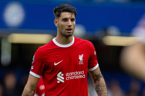 LONDON, ENGLAND - Sunday, August 13, 2023: Liverpool's Dominik Szoboszlai during the FA Premier League match between Chelsea FC and Liverpool FC at Stamford Bridge. (Pic by David Rawcliffe/Propaganda)