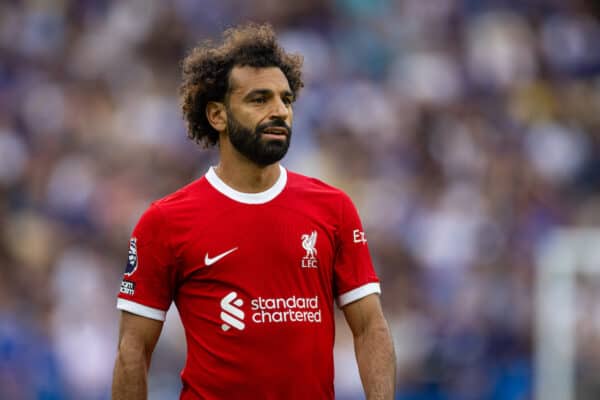 LONDON, ENGLAND - Sunday, August 13, 2023: Liverpool's Mohamed Salah during the FA Premier League match between Chelsea FC and Liverpool FC at Stamford Bridge. (Pic by David Rawcliffe/Propaganda)