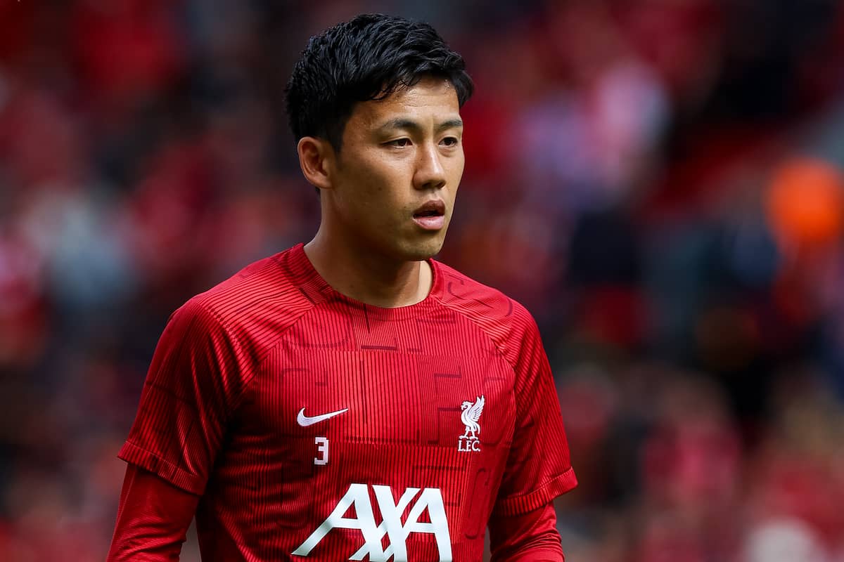 LIVERPOOL, ENGLAND - Saturday, August 19, 2023: Liverpool's Wataru Endo during the FA Premier League match between Liverpool FC and AFC Bournemouth at Anfield. (Pic by David Rawcliffe/Propaganda)