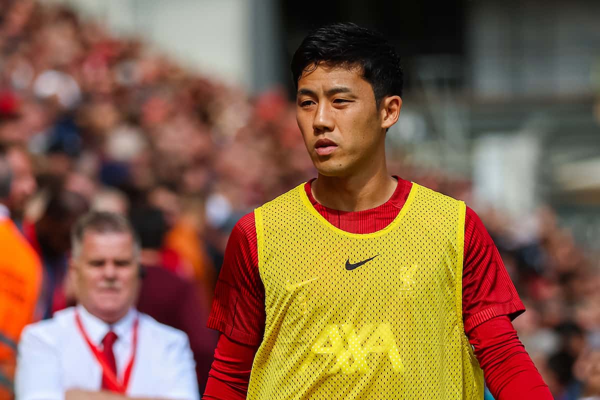 LIVERPOOL, ENGLAND - Saturday, August 19, 2023: Liverpool's Wataru Endo during the FA Premier League match between Liverpool FC and AFC Bournemouth at Anfield. (Pic by David Rawcliffe/Propaganda)