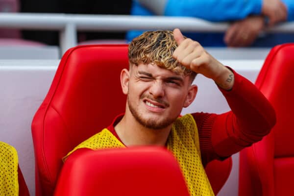 LIVERPOOL, ENGLAND - Saturday, August 19, 2023: Liverpool's Harvey Elliott during the FA Premier League match between Liverpool FC and AFC Bournemouth at Anfield. (Pic by David Rawcliffe/Propaganda)