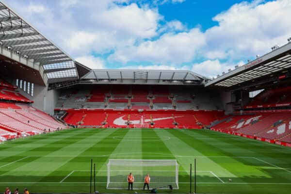 LIVERPOOL, ENGLAND - Saturday, August 19, 2023: A general view of the construction on the Anfield Road stand ahead of the FA Premier League match between Liverpool FC and AFC Bournemouth at Anfield. (Pic by David Rawcliffe/Propaganda)