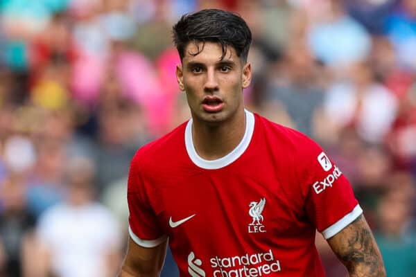 LIVERPOOL, ENGLAND - Saturday, August 19, 2023: Liverpool's Dominik Szoboszlai during the FA Premier League match between Liverpool FC and AFC Bournemouth at Anfield. (Pic by David Rawcliffe/Propaganda)