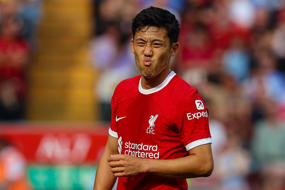 LIVERPOOL, ENGLAND - Saturday, August 19, 2023: Liverpool's Wataru Endo during the FA Premier League match between Liverpool FC and AFC Bournemouth at Anfield. (Pic by David Rawcliffe/Propaganda)