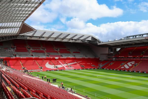 LIVERPOOL, ENGLAND - Saturday, August 19, 2023: A general view of the construction on the Anfield Road stand ahead of the FA Premier League match between Liverpool FC and AFC Bournemouth at Anfield. (Pic by David Rawcliffe/Propaganda)