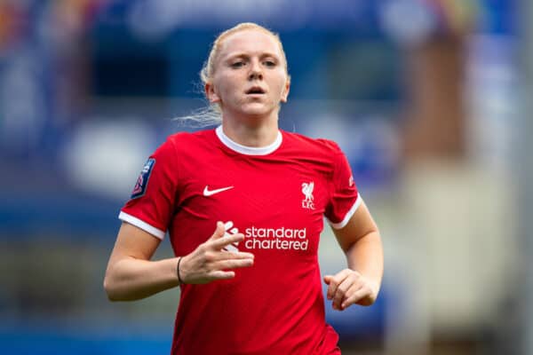 LIVERPOOL, ENGLAND - Sunday, November 27, 2022: Liverpool's Ceri Holland during the FA Women's League Cup Group B match between Liverpool FC Women and Blackburn Rovers Ladies FC, at Prenton Park. (Pic by Jessica Hornby/Propaganda)