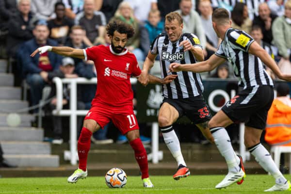 NEWCASTLE-UPON-TYNE, ENGLAND - Sunday, August 27, 2023: Liverpool's Mohamed Salah during the FA Premier League match between Newcastle United FC and Liverpool FC at St James' Park. (Pic by David Rawcliffe/Propaganda)