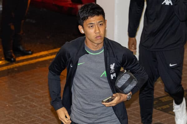 NEWCASTLE-UPON-TYNE, ENGLAND - Sunday, August 27, 2023: Liverpool's Wataru Endo arrives before the FA Premier League match between Newcastle United FC and Liverpool FC at St James' Park. (Pic by David Rawcliffe/Propaganda)