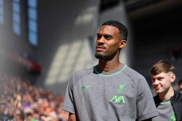 LIVERPOOL, ENGLAND - Saturday, September 2, 2023: Liverpool's new signing Ryan Gravenberch before the FA Premier League match between Liverpool FC and Aston Villa FC at Anfield. (Pic by David Rawcliffe/Propaganda)