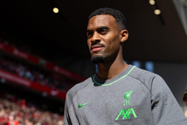 LIVERPOOL, ENGLAND - Saturday, September 2, 2023: Liverpool's new signing Ryan Gravenberch before the FA Premier League match between Liverpool FC and Aston Villa FC at Anfield. (Pic by David Rawcliffe/Propaganda)