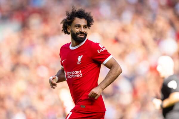 LIVERPOOL, ENGLAND - Saturday, September 2, 2023: Liverpool's Mohamed Salah during the FA Premier League match between Liverpool FC and Aston Villa FC at Anfield. (Pic by David Rawcliffe/Propaganda)