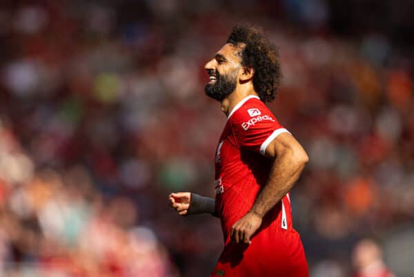 LIVERPOOL, ENGLAND - Saturday, September 2, 2023: Liverpool's Mohamed Salah during the FA Premier League match between Liverpool FC and Aston Villa FC at Anfield. (Pic by David Rawcliffe/Propaganda)