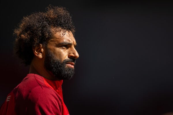 LIVERPOOL, ENGLAND - Saturday, September 2, 2023: Liverpool's Mohamed Salah before the FA Premier League match between Liverpool FC and Aston Villa FC at Anfield. (Pic by David Rawcliffe/Propaganda)