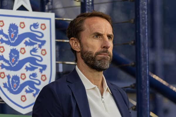 GLASGOW, SCOTLAND - Tuesday, September 12, 2023: England's head coach Gareth Southgate during an International Friendly match between Scotland and England at Hampden Park. (Pic by David Rawcliffe/Propaganda)