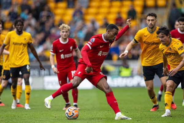 WOLVERHAMPTON, ENGLAND - Saturday, September 16, 2023: Liverpool's Ryan Gravenberch during the FA Premier League match between Wolverhampton Wanderers FC and Liverpool FC at Molineux Stadium. (Pic by David Rawcliffe/Propaganda)