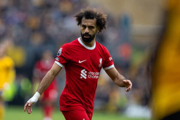 WOLVERHAMPTON, ENGLAND - Saturday, September 16, 2023: Liverpool's Mohamed Salah during the FA Premier League match between Wolverhampton Wanderers FC and Liverpool FC at Molineux Stadium. (Pic by David Rawcliffe/Propaganda)