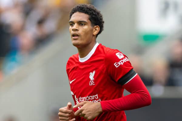 WOLVERHAMPTON, ENGLAND - Saturday, September 16, 2023: Liverpool's Jarell Quansah during the FA Premier League match between Wolverhampton Wanderers FC and Liverpool FC at Molineux Stadium. (Pic by David Rawcliffe/Propaganda)