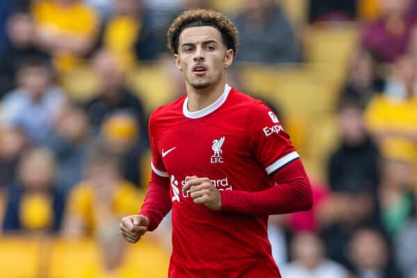 WOLVERHAMPTON, ENGLAND - Saturday, September 16, 2023: Liverpool's Curtis Jones during the FA Premier League match between Wolverhampton Wanderers FC and Liverpool FC at Molineux Stadium. (Pic by David Rawcliffe/Propaganda)