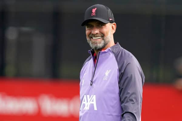 LIVERPOOL, ENGLAND - Wednesday, September 20, 2023: Liverpool manager Jurgen Klopp during a training session at the AXA Training Centre ahead of the UEFA Europa League Group E match between LASK and Liverpool FC. (Pic by Andrew Yeats/Propaganda)