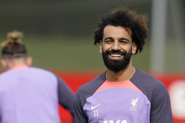 LIVERPOOL, ENGLAND - Wednesday, September 20, 2023: Liverpool's Mohamed Salah during a training session at the AXA Training Centre ahead of the UEFA Europa League Group E match between LASK and Liverpool FC. (Pic by Andrew Yeats/Propaganda)