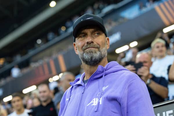 LINZ, AUSTRIA - Thursday, September 21, 2023: Liverpool's manager Jürgen Klopp before the UEFA Europa League Group E matchday 1 game between LASK and Liverpool FC at the Raiffeisen Arena. (Pic by David Rawcliffe/Propaganda)