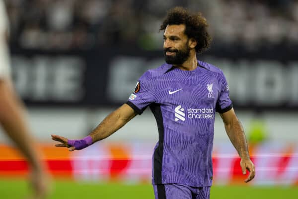 LINZ, AUSTRIA - Thursday, September 21, 2023: Liverpool's Mohamed Salah during the UEFA Europa League Group E matchday 1 game between LASK and Liverpool FC at the Raiffeisen Arena. (Pic by David Rawcliffe/Propaganda)