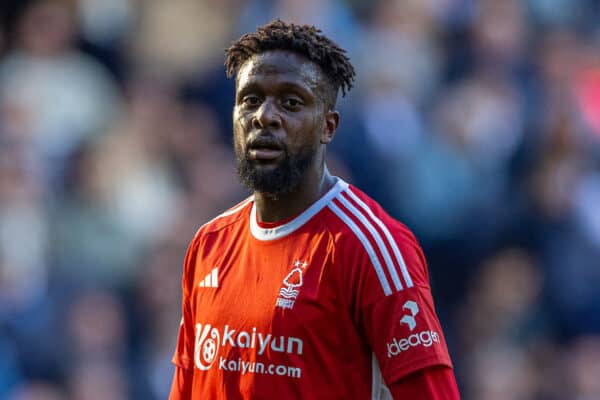 MANCHESTER, ENGLAND - Saturday, September 23, 2023: Nottingham Forest's Divok Origi during the FA Premier League match between Manchester City FC and Nottingham Forest FC at the City of Manchester Stadium. (Pic by David Rawcliffe/Propaganda)