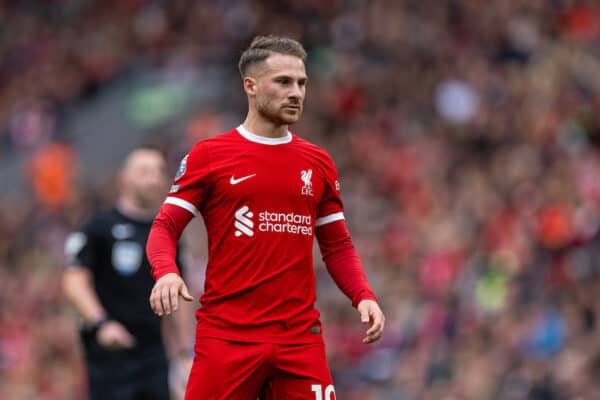 LIVERPOOL, ENGLAND - Sunday, September 24, 2023: Liverpool's Alexis Mac Allister during the FA Premier League match between Liverpool FC and West Ham United FC at Anfield. (Pic by David Rawcliffe/Propaganda)