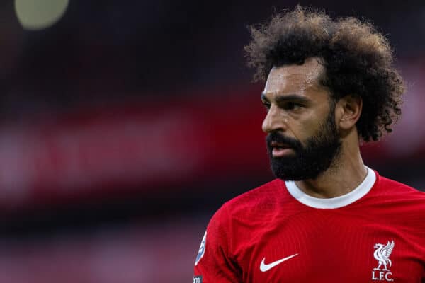 LIVERPOOL, ENGLAND - Sunday, September 24, 2023: Liverpool's Mohamed Salah during the FA Premier League match between Liverpool FC and West Ham United FC at Anfield. (Pic by David Rawcliffe/Propaganda)