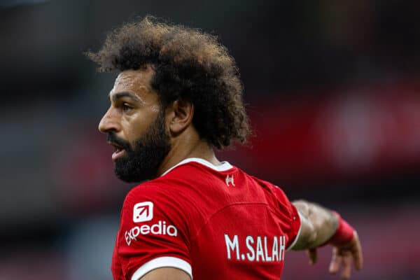 LIVERPOOL, ENGLAND - Sunday, September 24, 2023: Liverpool's Mohamed Salah during the FA Premier League match between Liverpool FC and West Ham United FC at Anfield. (Pic by David Rawcliffe/Propaganda)