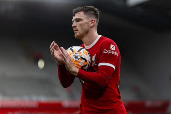 LIVERPOOL, ENGLAND - Sunday, September 24, 2023: Liverpool's Andy Robertson during the FA Premier League match between Liverpool FC and West Ham United FC at Anfield. (Pic by David Rawcliffe/Propaganda)