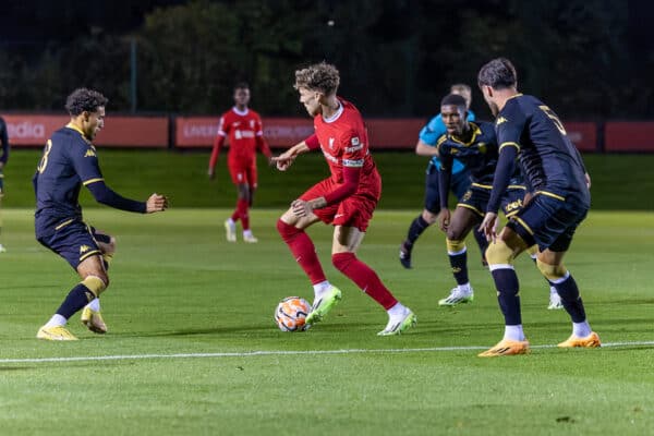 Liverpool’s Bobby Clark tries to find a way through the Monaco defence

 © Propaganda Photo 2023