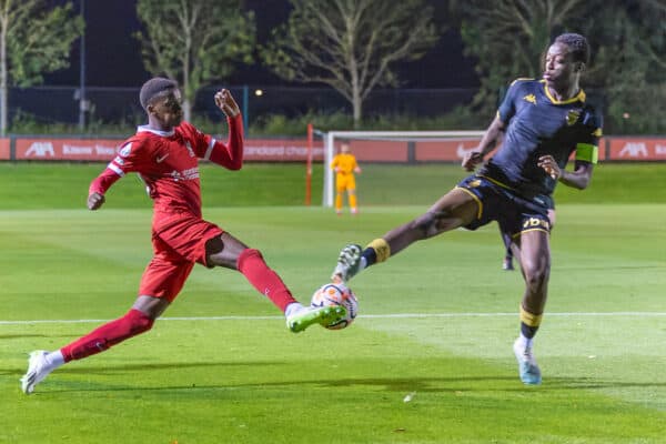 Liverpool’s Trey Nyoni battles for the ball with Monaco’s Yhan Okoli © Propaganda Photo 2023