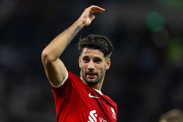 LONDON, ENGLAND - Saturday, September 30, 2023: Liverpool's Dominik Szoboszlai during the FA Premier League match between Tottenham Hotspur FC and Liverpool FC at the Tottenham Hotspur Stadium. (Pic by David Rawcliffe/Propaganda)