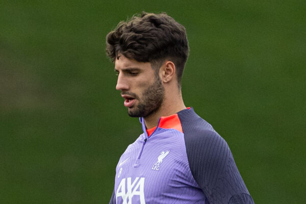 LIVERPOOL, ENGLAND - Wednesday, October 4, 2023: Liverpool's Dominik Szoboszlai during a training session at the AXA Training Centre ahead of the UEFA Europa League Group E match between Liverpool FC and Union SG. (Pic by David Rawcliffe/Propaganda)