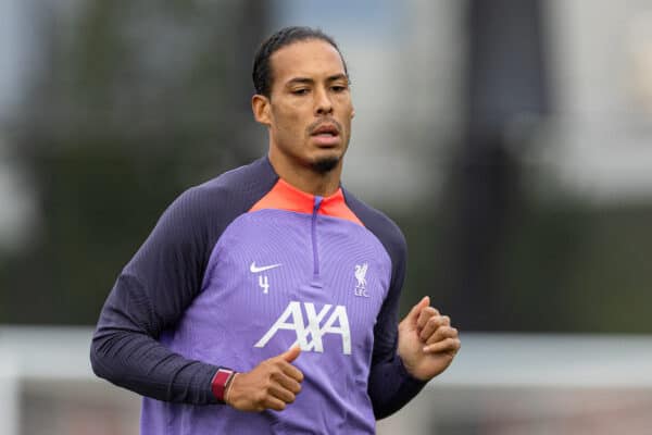 LIVERPOOL, ENGLAND - Wednesday, October 4, 2023: Liverpool's captain Virgil van Dijk during a training session at the AXA Training Centre ahead of the UEFA Europa League Group E match between Liverpool FC and Union SG. (Pic by David Rawcliffe/Propaganda)