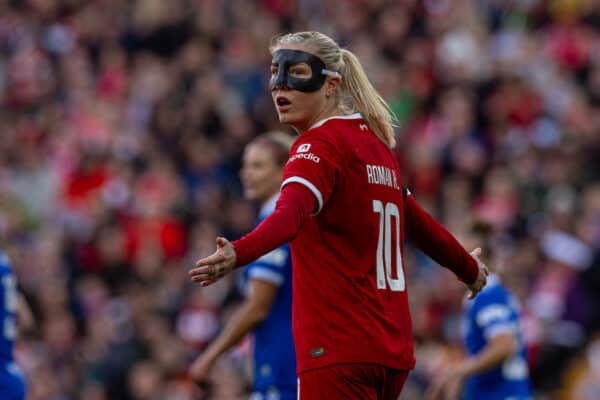 LIVERPOOL, ENGLAND - Sunday, October 15, 2023: Liverpool's Sophie Roman Haug during the FA Women’s Super League game between Liverpool FC Women and Everton FC Women at Anfield. (Pic by Paul Greenwood/Propaganda)
