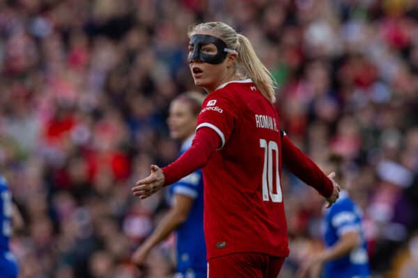 LIVERPOOL, ENGLAND - Sunday, October 15, 2023: Liverpool's Sophie Roman Haug during the FA Women’s Super League game between Liverpool FC Women and Everton FC Women at Anfield. (Pic by Paul Greenwood/Propaganda)