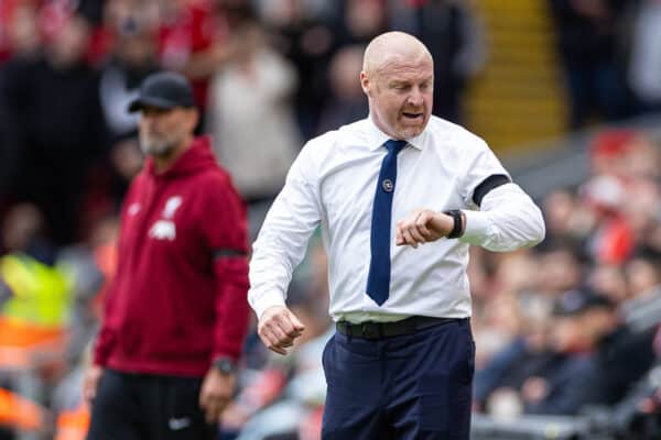 LIVERPOOL, ENGLAND - Saturday, October 21, 2023: Everton's manager Sean Dyche during the FA Premier League match between Liverpool FC and Everton FC, the 243rd Merseyside Derby, at Anfield. (Photo by David Rawcliffe/Propaganda)