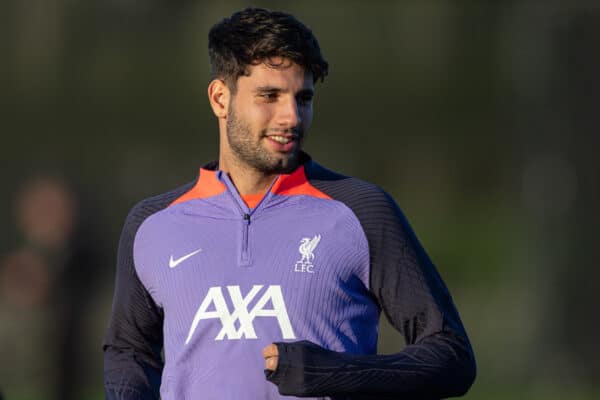 LIVERPOOL, ENGLAND - Wednesday, October 25, 2023: Liverpool's Dominik Szoboszlai during a training session at the AXA Training Centre ahead of the UEFA Europa League Group E match between Liverpool FC and FC Toulouse. (Photo by David Rawcliffe/Propaganda)