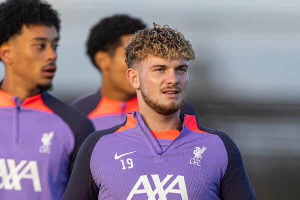 LIVERPOOL, ENGLAND - Wednesday, October 25, 2023: Liverpool's Harvey Elliott during a training session at the AXA Training Centre ahead of the UEFA Europa League Group E match between Liverpool FC and FC Toulouse. (Photo by David Rawcliffe/Propaganda)