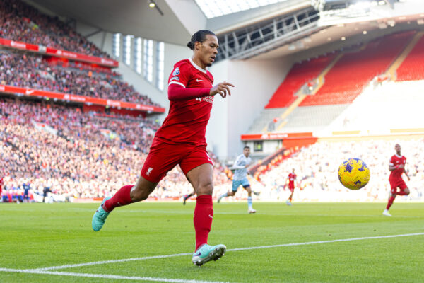 LIVERPOOL, ENGLAND - Sunday, October 29, 2023: Liverpool's captain Virgil van Dijk during the FA Premier League match between Liverpool FC and Nottingham Forest FC at Anfield. (Photo by David Rawcliffe/Propaganda)