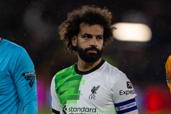 BOURNEMOUTH, ENGLAND - Wednesday, November 1, 2023: Liverpool's captain Mohamed Salah before during the Football League Cup 4th Round match between AFC Bournemouth and Liverpool FC at Dean Court. (Photo by David Rawcliffe/Propaganda)