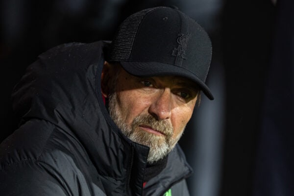 BOURNEMOUTH, ENGLAND - Wednesday, November 1, 2023: Liverpool's manager Jürgen Klopp before during the Football League Cup 4th Round match between AFC Bournemouth and Liverpool FC at Dean Court. (Photo by David Rawcliffe/Propaganda)