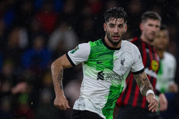 BOURNEMOUTH, ENGLAND - Wednesday, November 1, 2023: Liverpool's Dominik Szoboszlai during the Football League Cup 4th Round match between AFC Bournemouth and Liverpool FC at Dean Court. (Photo by David Rawcliffe/Propaganda)