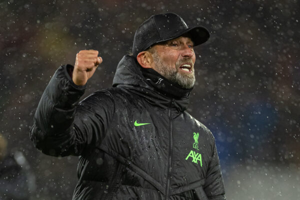 BOURNEMOUTH, ENGLAND - Wednesday, November 1, 2023: Liverpool's manager Jürgen Klopp celebrates after the Football League Cup 4th Round match between AFC Bournemouth and Liverpool FC at Dean Court. Liverpool won 2-1. (Photo by David Rawcliffe/Propaganda)