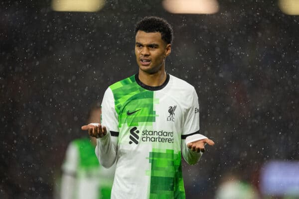 BOURNEMOUTH, ENGLAND - Wednesday, November 1, 2023: Liverpool's Cody Gakpo during the Football League Cup 4th Round match between AFC Bournemouth and Liverpool FC at Dean Court. (Photo by David Rawcliffe/Propaganda)