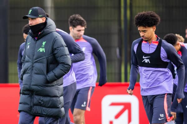 LIVERPOOL, ENGLAND - Wednesday, November 8, 2023: Liverpool's manager Jürgen Klopp during a training session at the AXA Training Centre ahead of the UEFA Europa League Group E match between Toulouse FC and Liverpool FC. (Photo by Jessica Hornby/Propaganda)