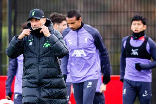 LIVERPOOL, ENGLAND - Wednesday, November 8, 2023: Liverpool's manager Jürgen Klopp during a training session at the AXA Training Centre ahead of the UEFA Europa League Group E match between Toulouse FC and Liverpool FC. (Photo by Jessica Hornby/Propaganda)